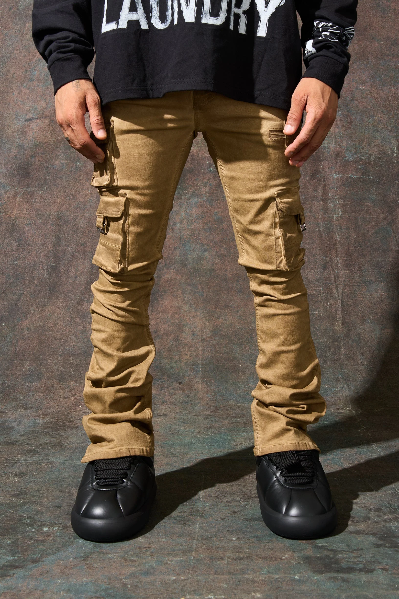 "CINNAMON" Cargo Stacked Jeans - Image 4