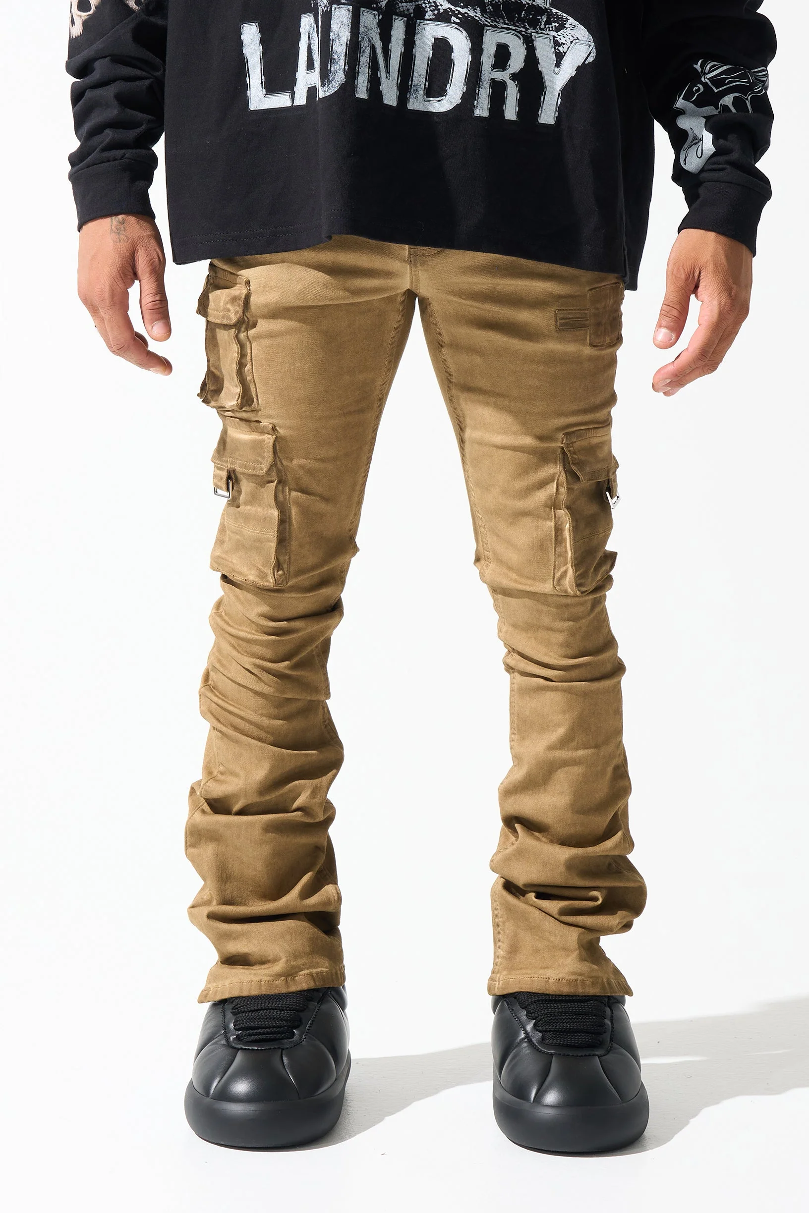 "CINNAMON" Cargo Stacked Jeans - Image 8