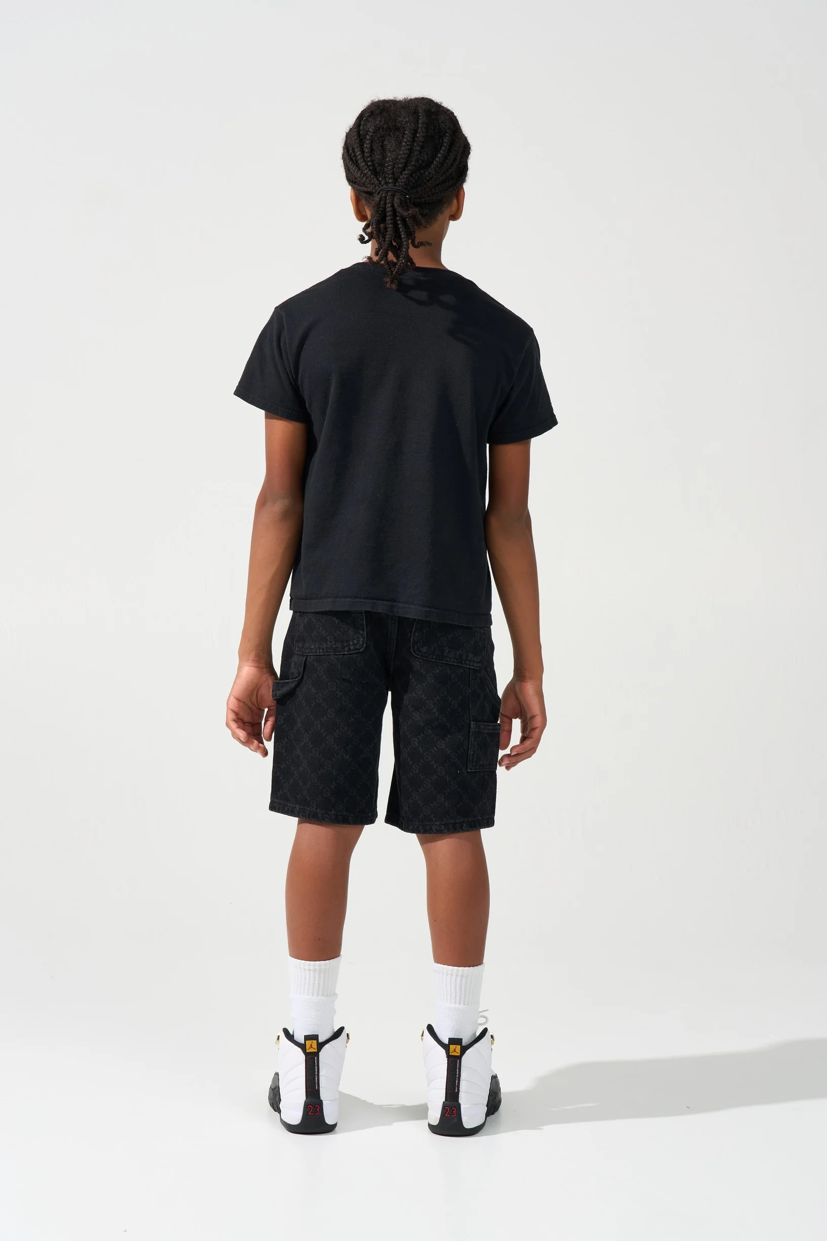KIDS MONOGRAM Black Denim Shorts - Image 3