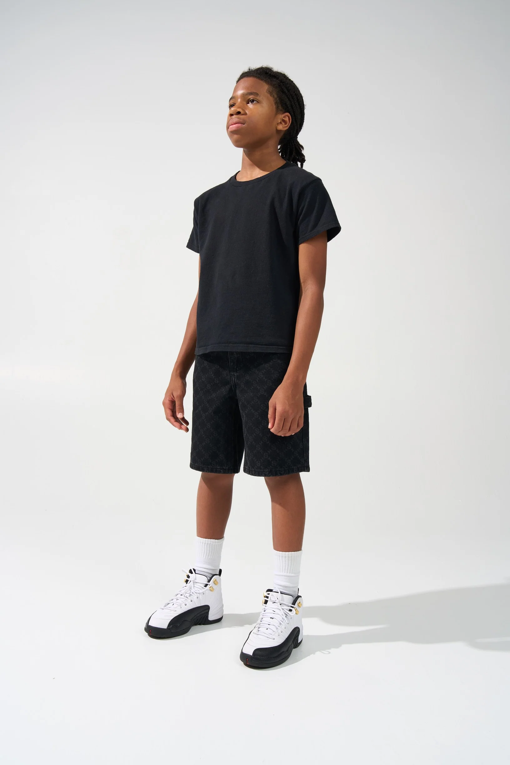 KIDS MONOGRAM Black Denim Shorts - Image 5