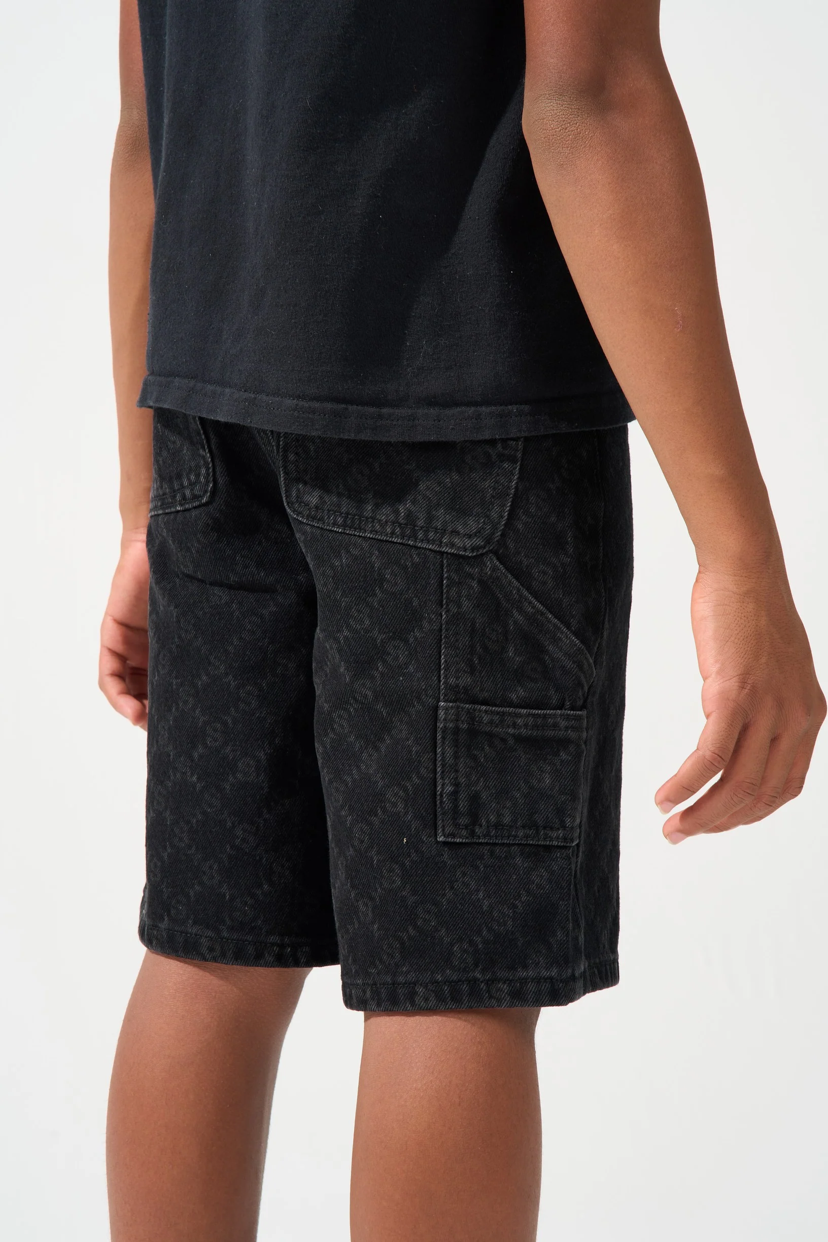 KIDS MONOGRAM Black Denim Shorts - Image 7