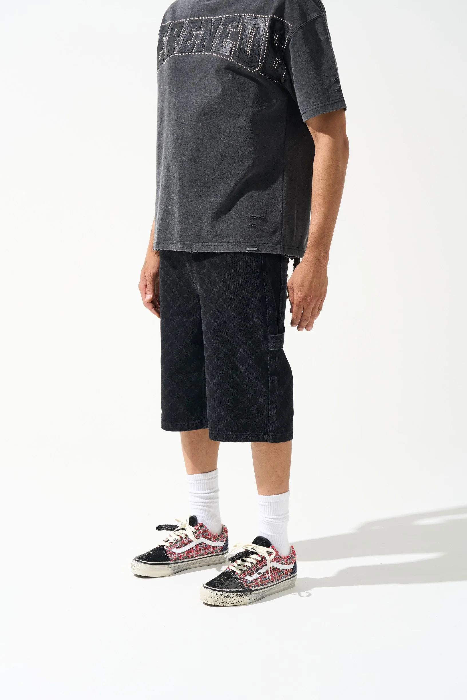 MONOGRAM Black Denim Shorts - Image 6