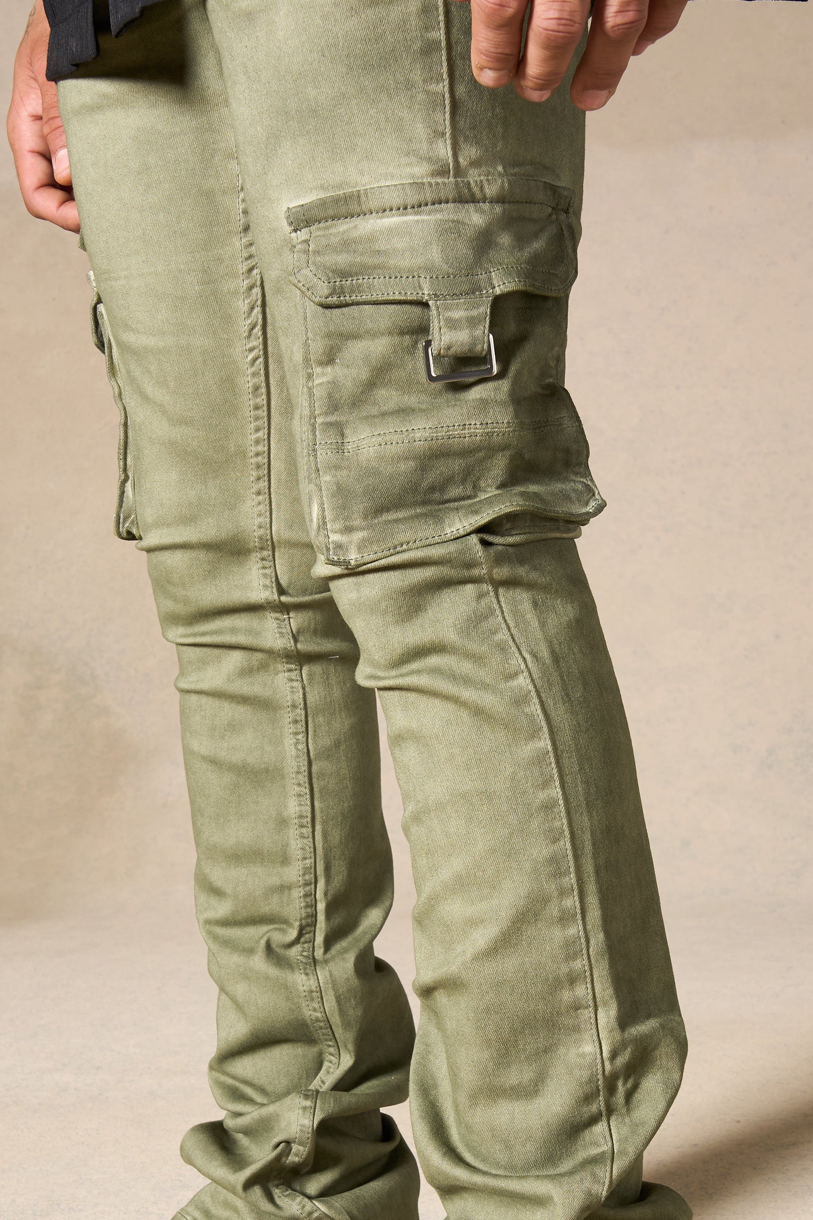 "OIL" Cargo Stacked Jeans - Image 6