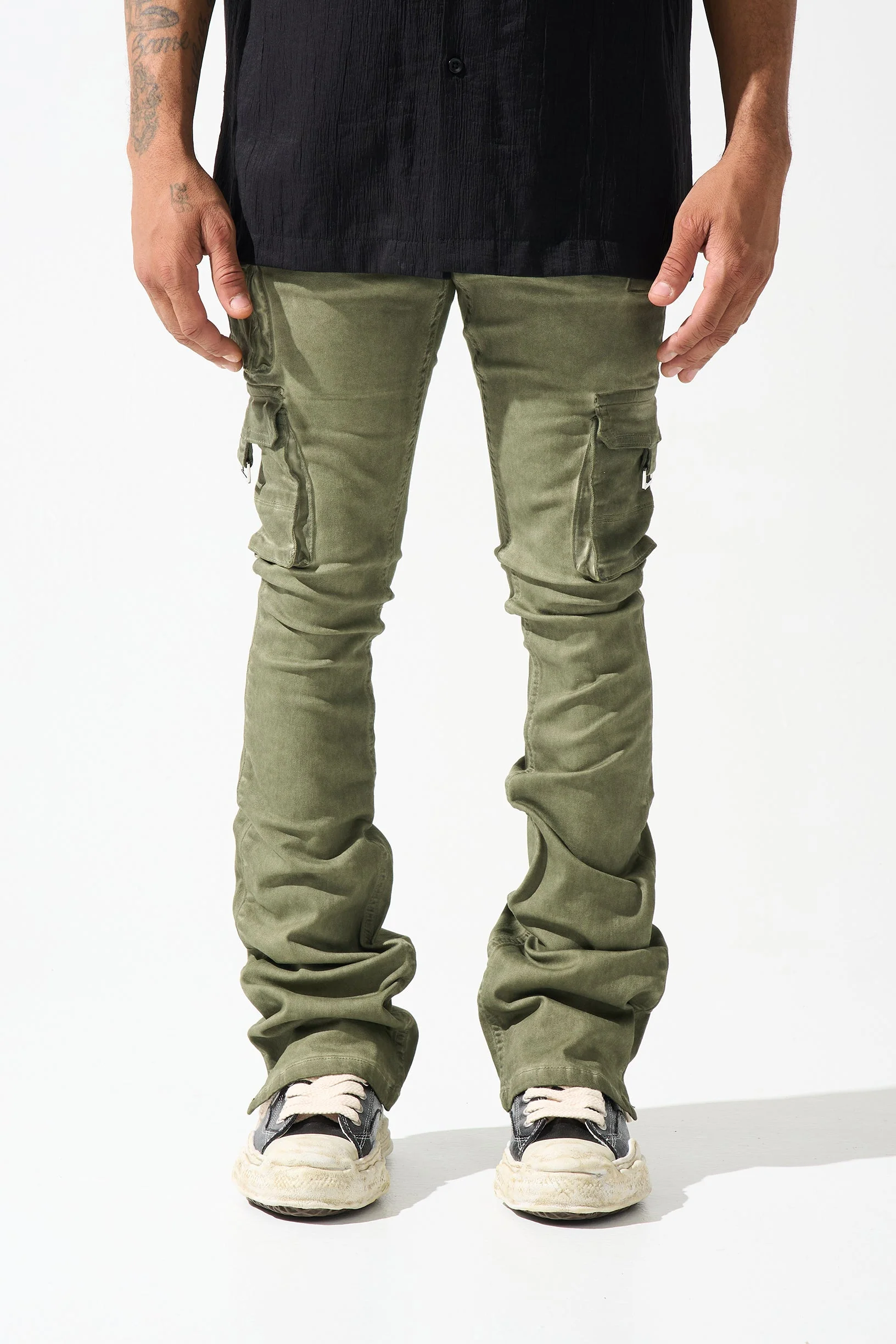 "OIL" Cargo Stacked Jeans - Image 8