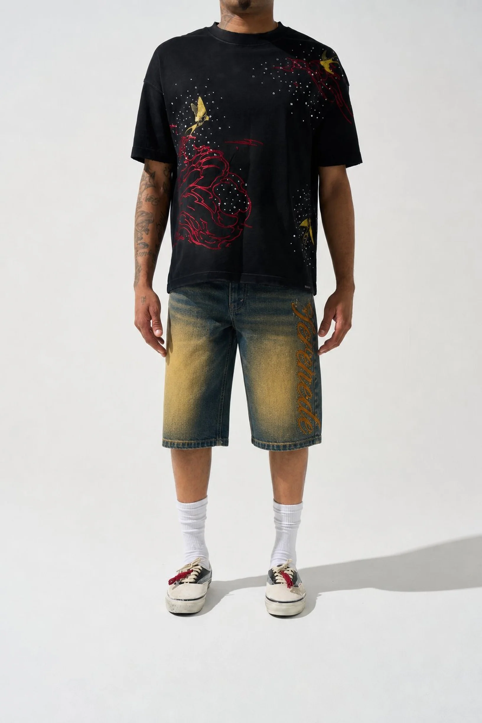 SIDE SCRIPT Dark Denim Shorts