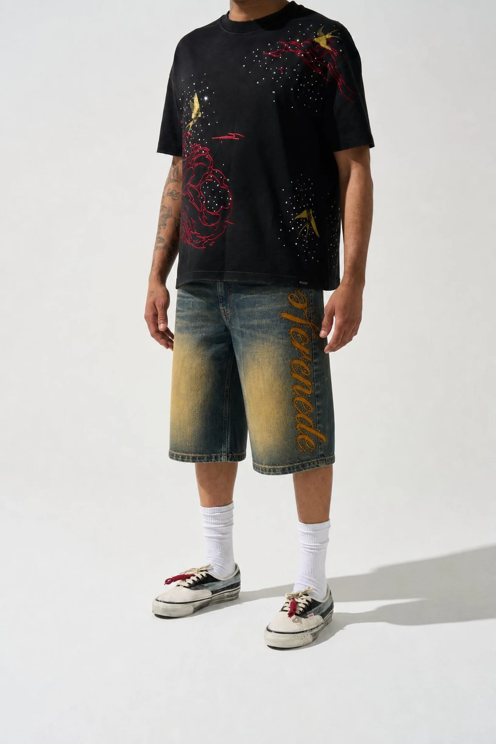 SIDE SCRIPT Dark Denim Shorts - Image 2