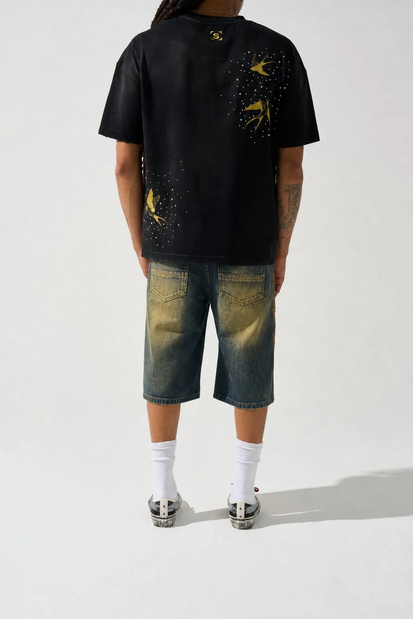 SIDE SCRIPT Dark Denim Shorts - Image 3