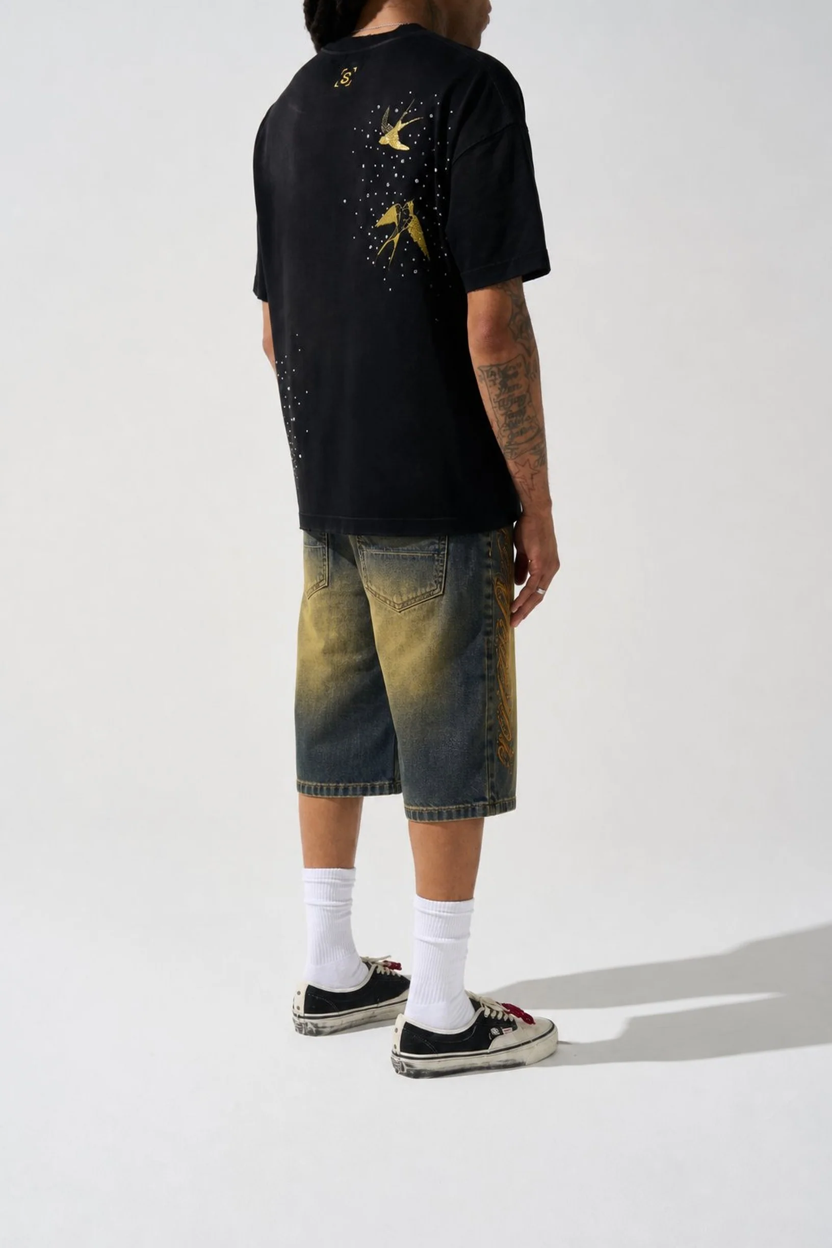 SIDE SCRIPT Dark Denim Shorts - Image 4