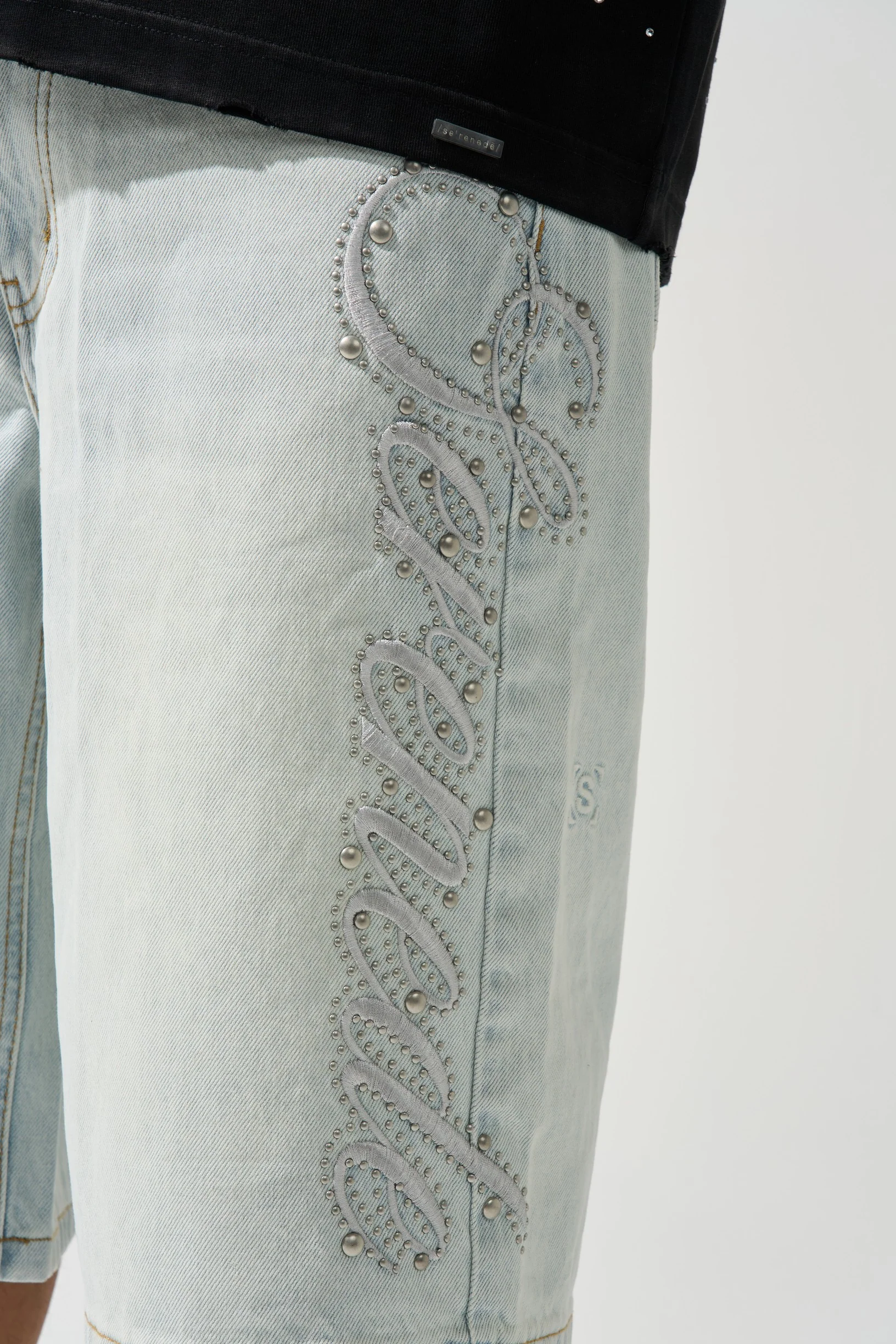 SIDE SCRIPT Light Denim Shorts - Image 3
